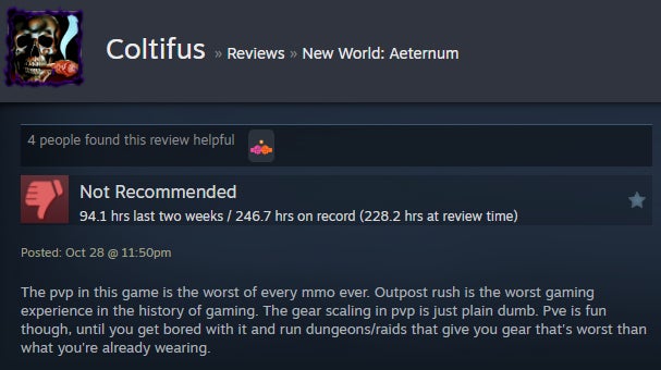 Image for article titled New World: Aeternum, as told by Steam Reviews